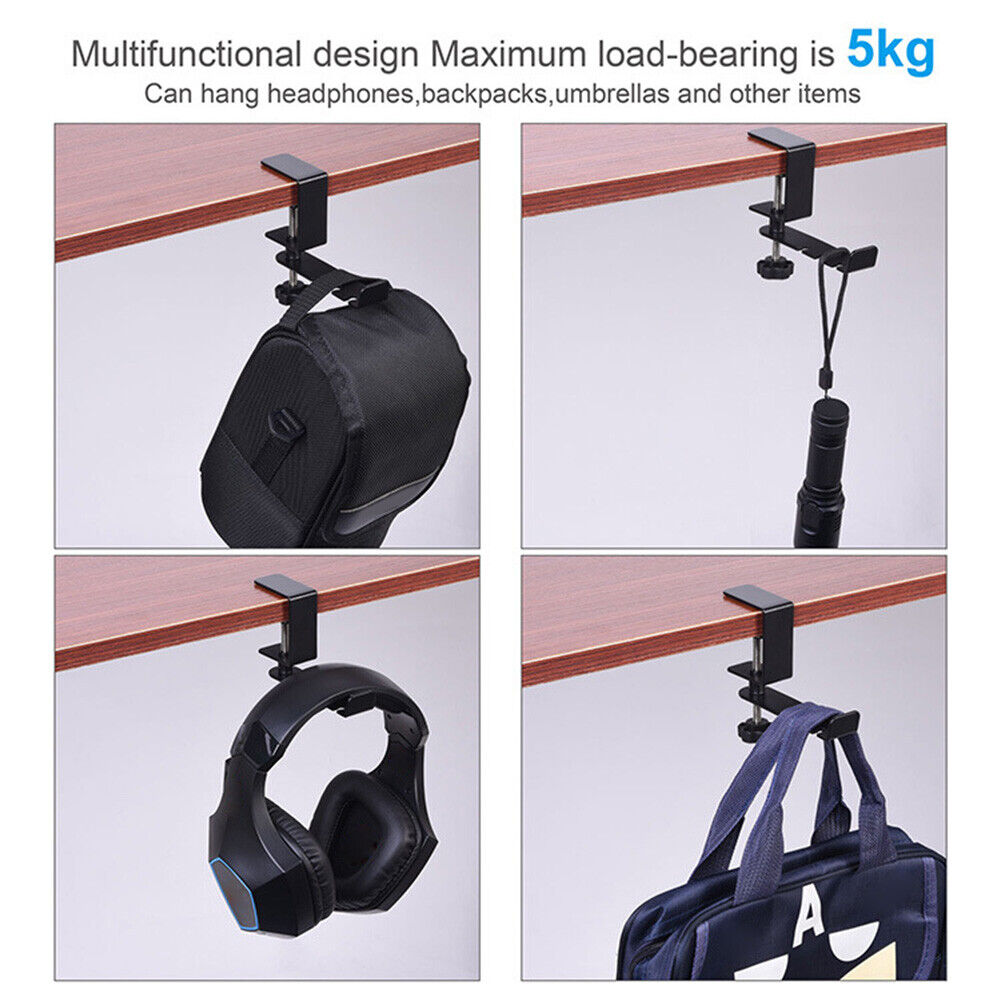 Metal Gaming Headset Hanger 360 Rotatable Desktop Headphone Hook Bracket
