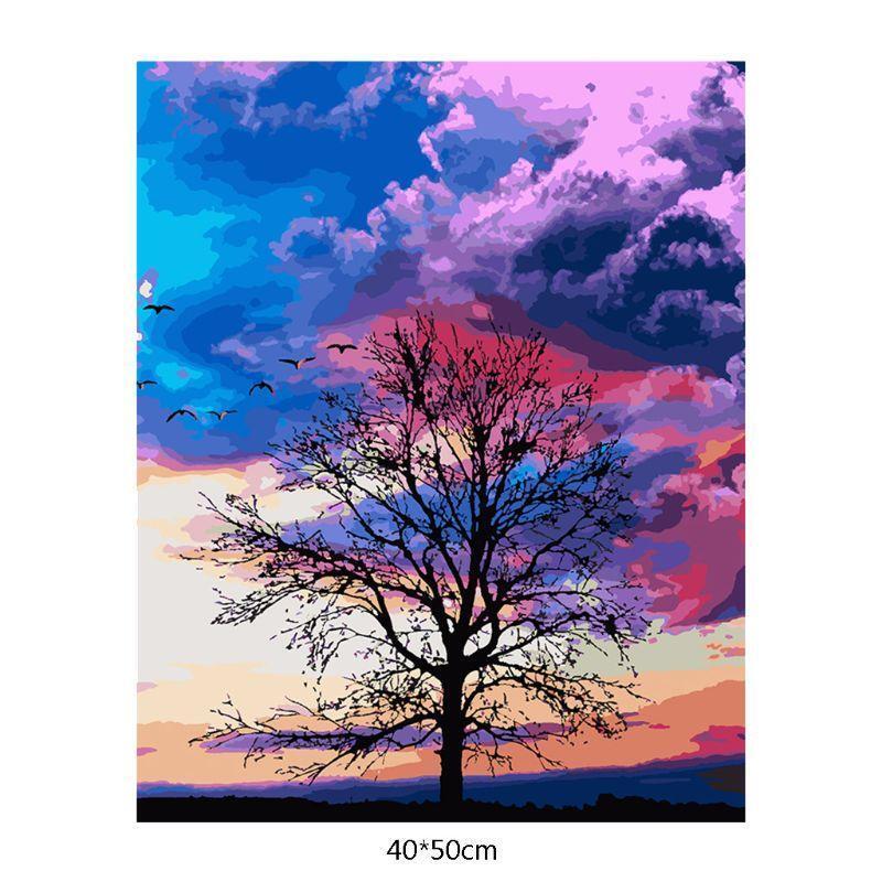 Tree Frameless DIY Digital Oil Painting By Number Canvas Modern Wall Art Picture