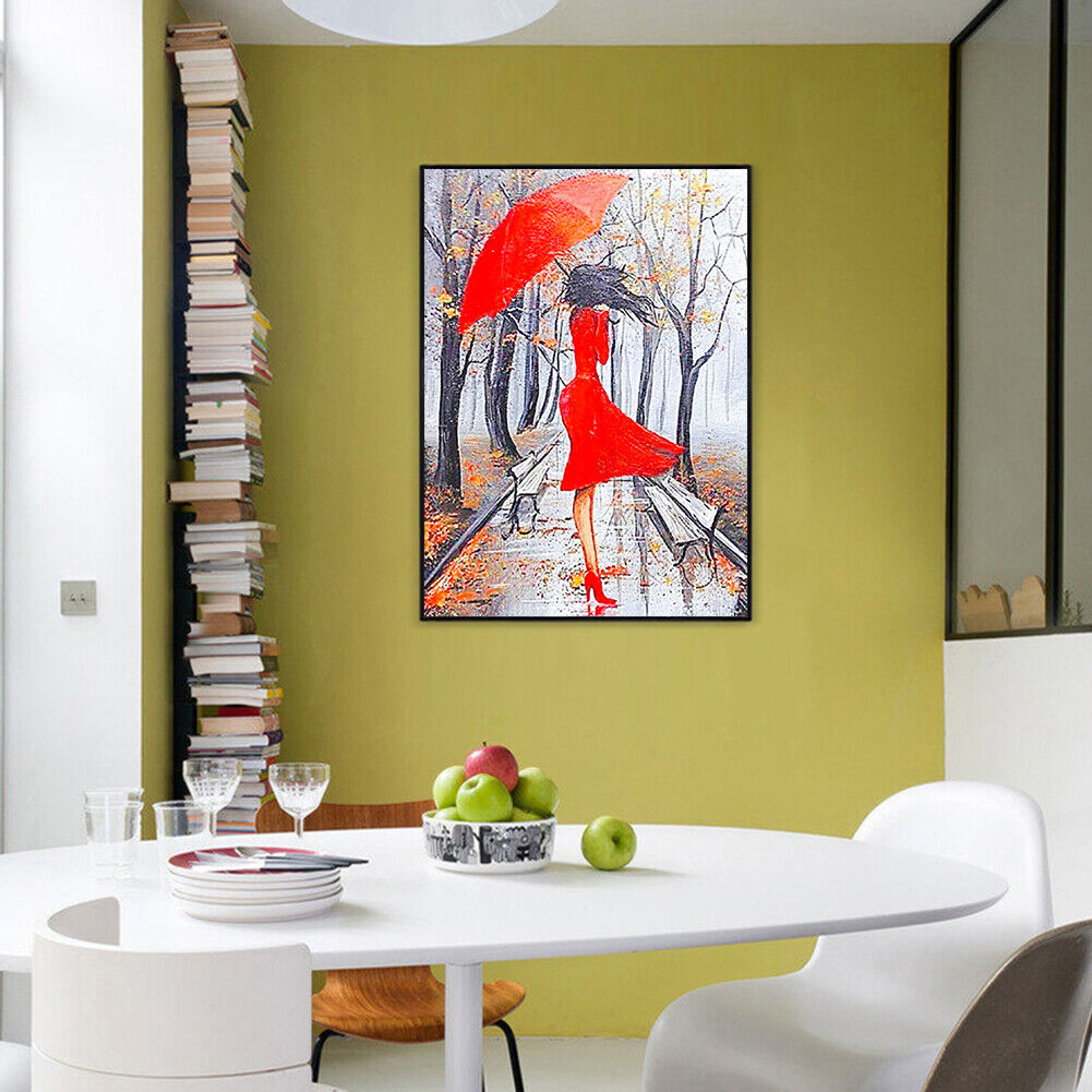 DIY Full Round Drill Kit Poster 5D Woman with Umbrella Diamond Painting