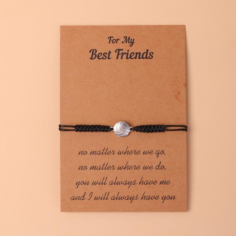 Volleyball Bracelet Volleyball Rope Braided Rope Bracelet with Charm for Women