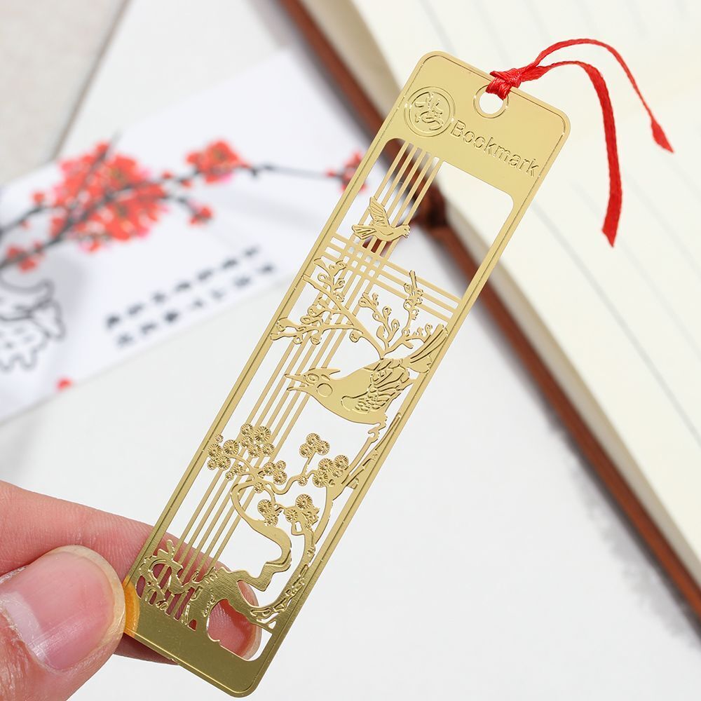 Chinese Style Stationery Book Clip Hollow Out Pagination Mark Brass Bookmark