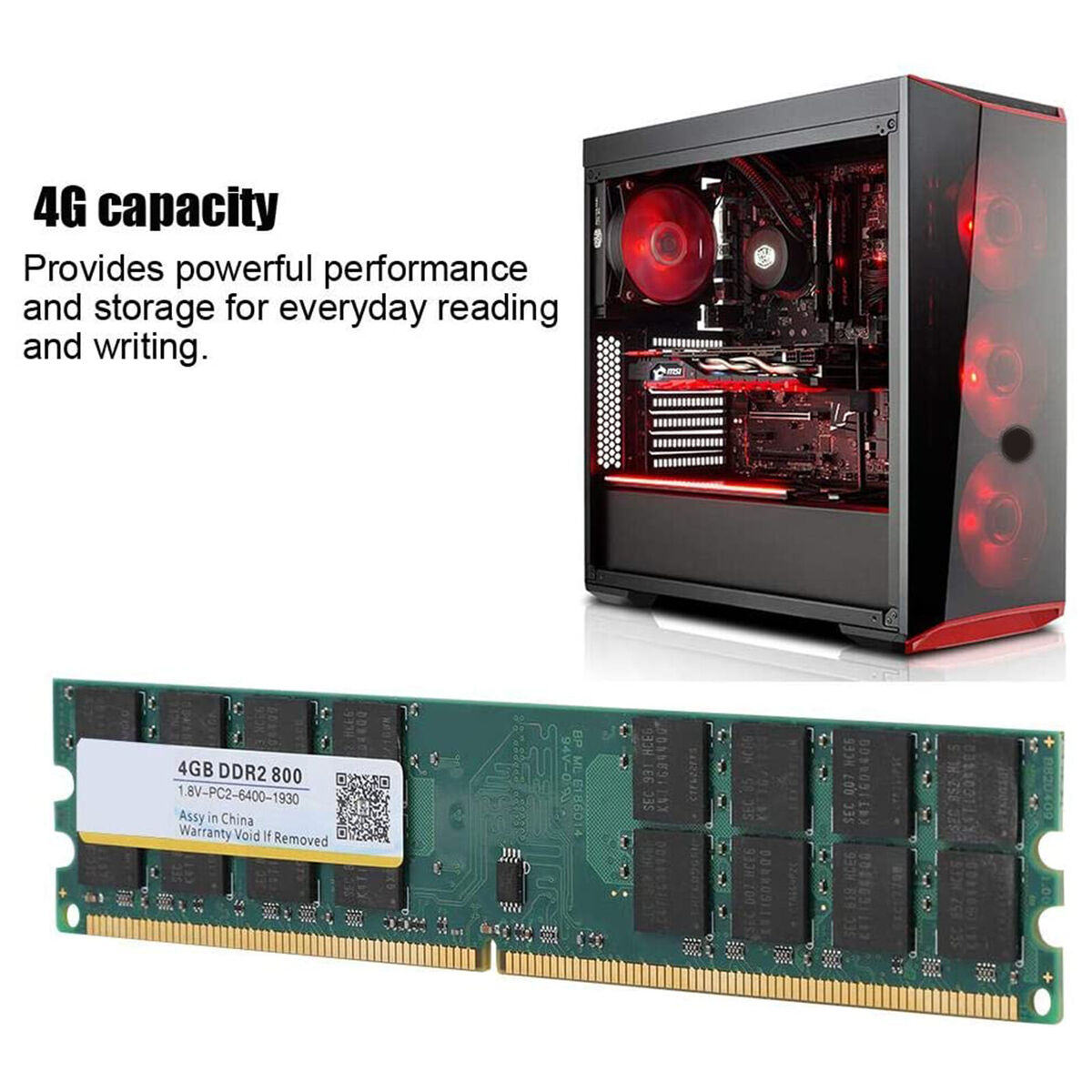 Memory RAM DDR2 4GB 24 Pin 800 MHz DDR2 Desktop Memory Module (Army Green)