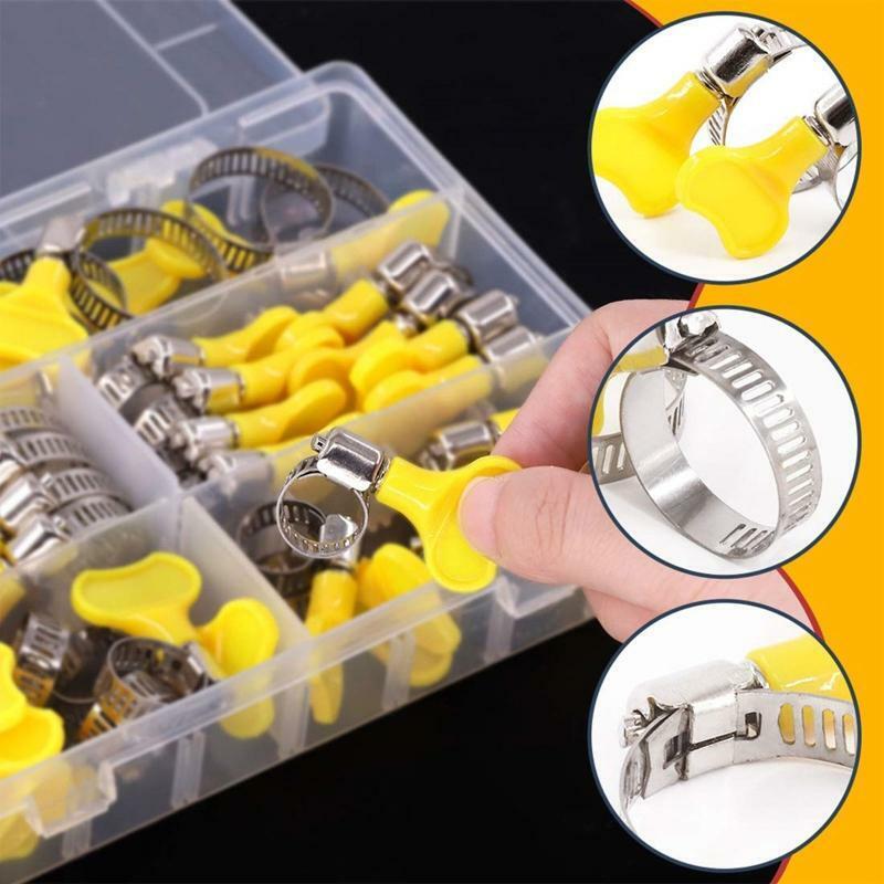60 Pieces Worm Gear Hose Clamp Adjustable Key-Type Hose Clamp Rust-proof