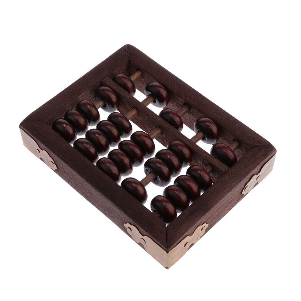 Chinese Wooden Bead 5 Rods Arithmetic Abacus  Collectible