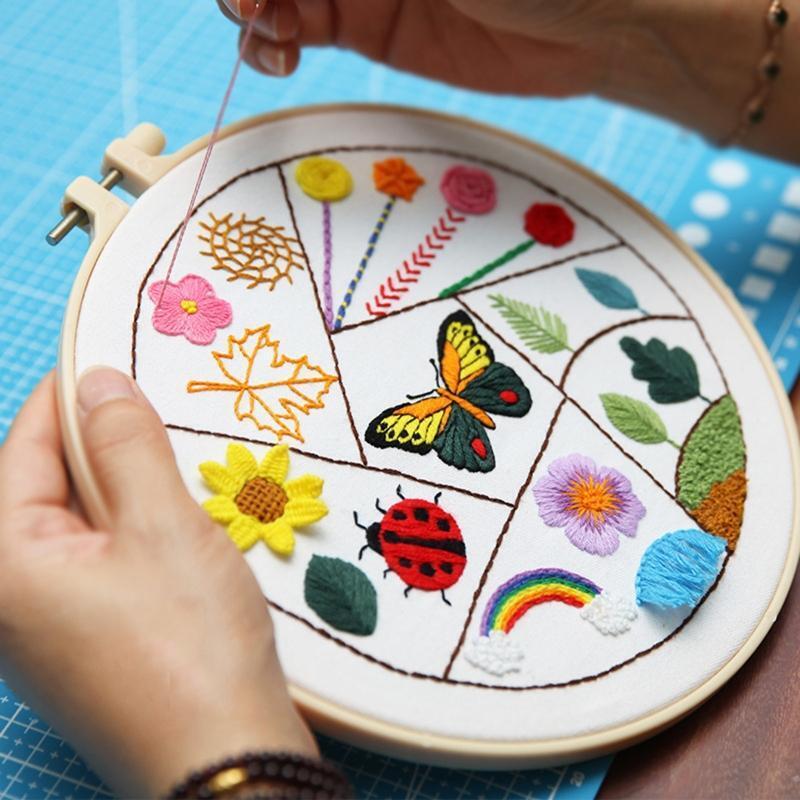 Cross Stitch Embroidery Starter Kit for Beginners 3 Stamped Embroidery Cloth Set