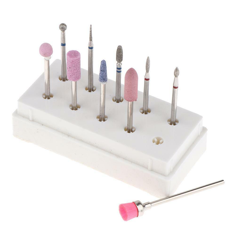 10pcs Quartz Nail Files Drill  Manicure Grinding Buffing Head Brush Set