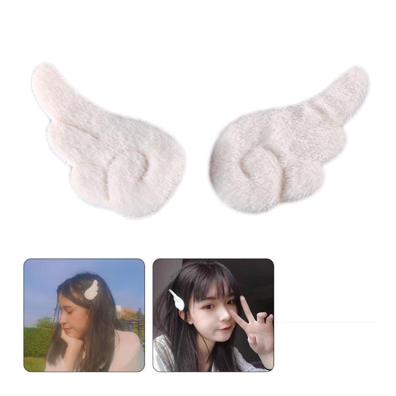 Hair Clip for Women Cartoon Angel Wing Clips Plush Hair Clamps Barrettes