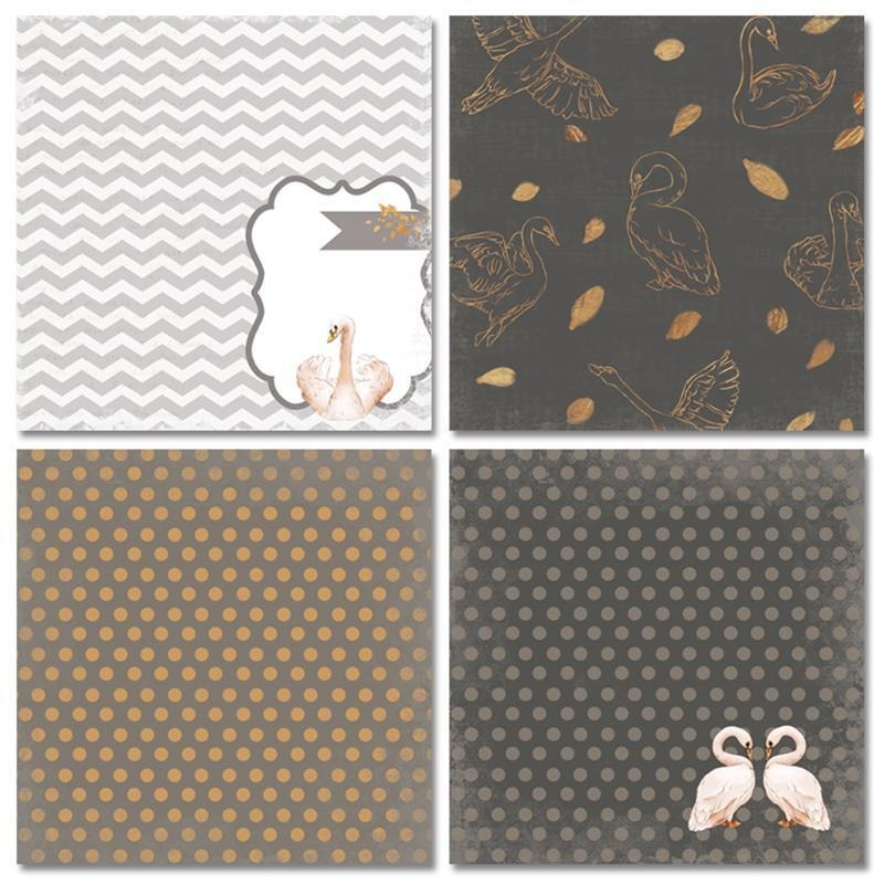 24pcs 6x6inch Swan Background Paper Pad for Scrapbooking Decor Journal Album DIY