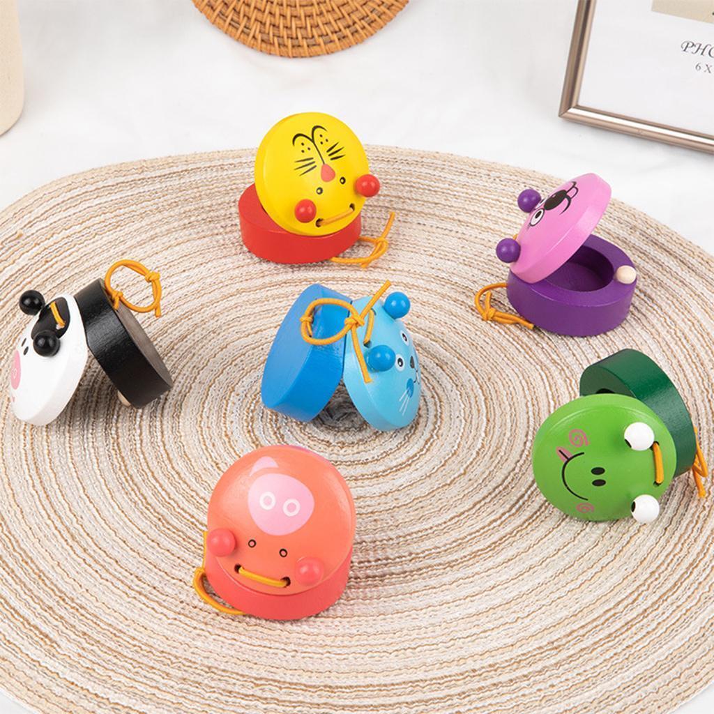 6Pcs Animal Castanets Percussion Early   Wooden for Children