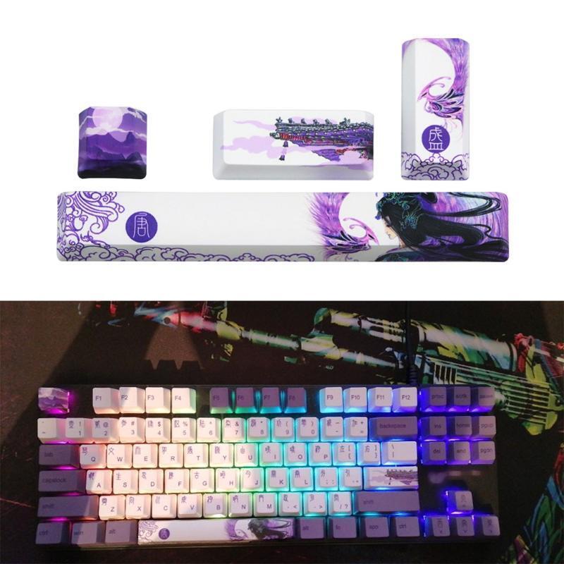 Five Sides Over Dye-subbed 6.25u Spacebar Keycaps Tang Dynasty Profile Standard