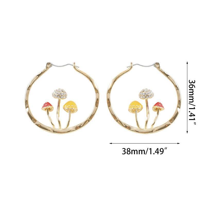 Mushroom Earrings Unique Cute Metal Earrings Colorful Trendy Mushroom Earrings