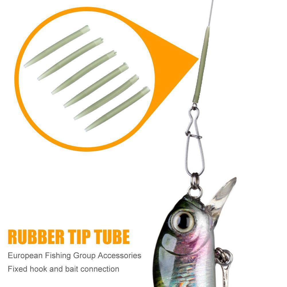 50pcs/bag Durable Rubber Tip Tube Anti Wrap Sleeve Connect with Fish Hook