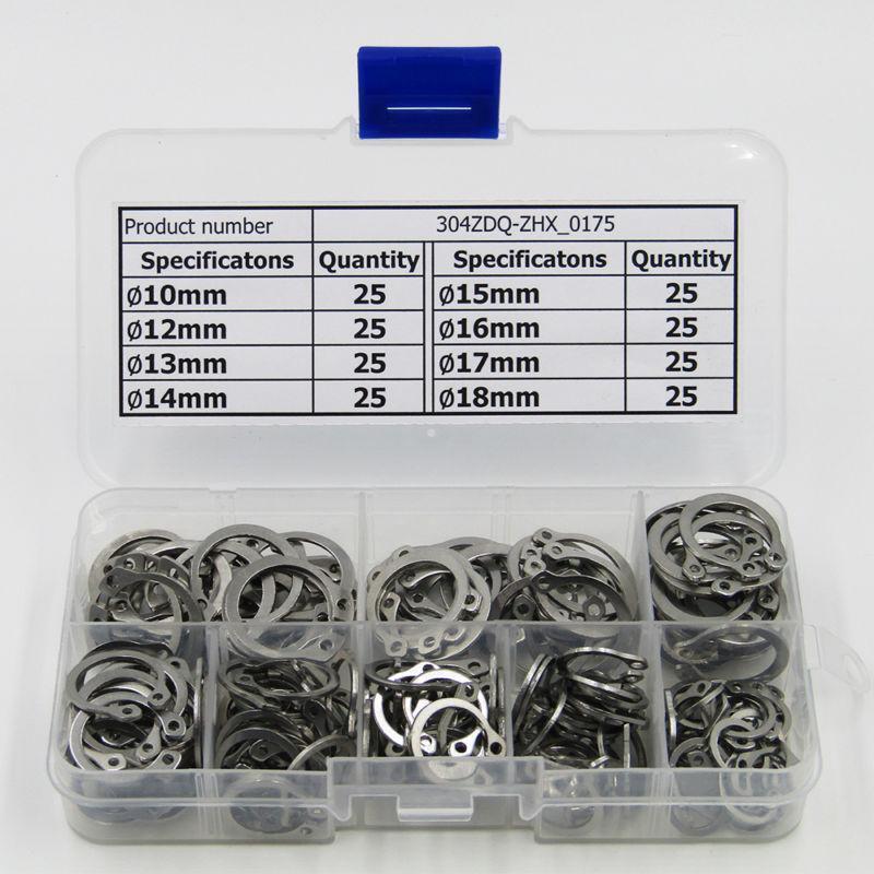 200pcs 304 Stainles Steel External Retaining Rings, Circlips for shaft-type A