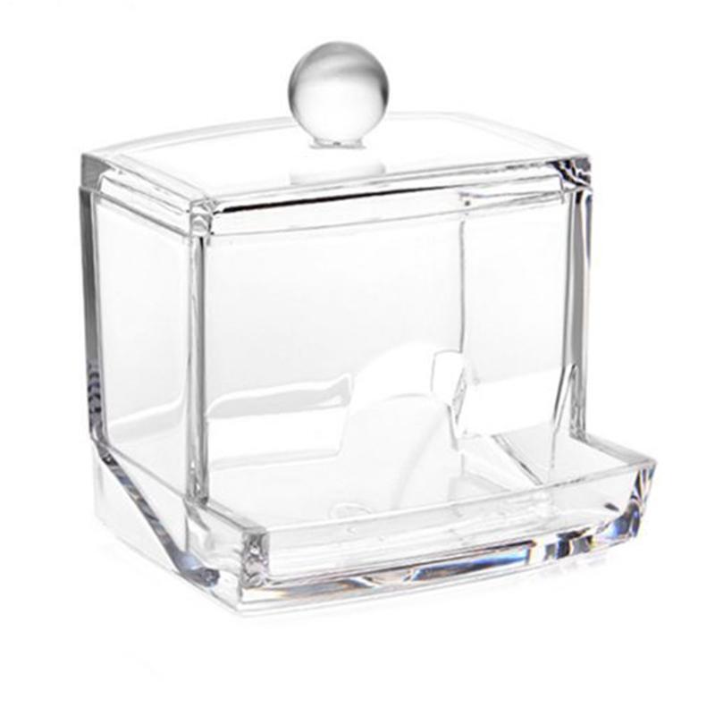 Acrylic Makeup Organizer Cotton Swabs Qtip Container Cosmetic Makeup Pad Storage