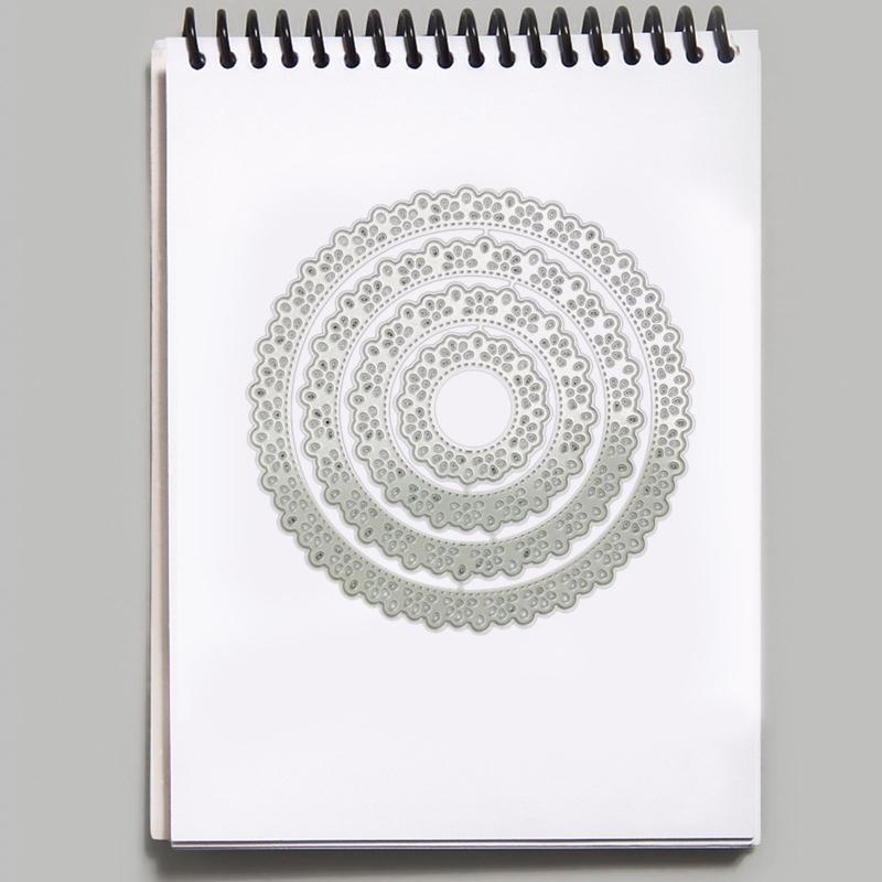 Laciness Embossing Die Cuts Nesting Cricle Cutting Dies 4'' for Gift Card Making