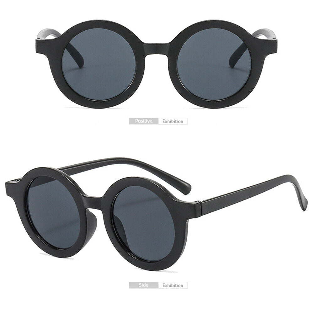 Summer Kids Girl Boy Sunglasses Children Round Sun Glasses UV400 (Black)