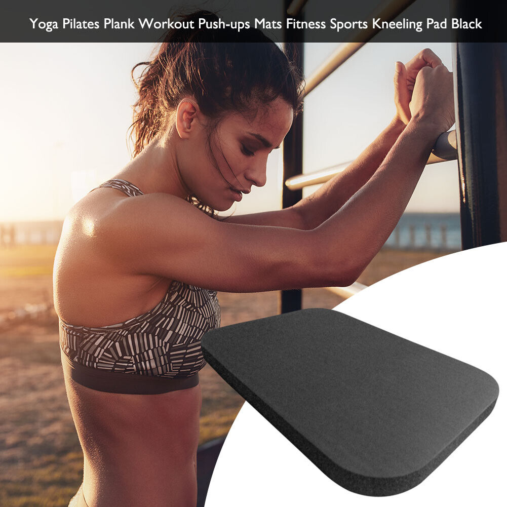 Yoga Pilates Plank Workout Push-ups Mats Fitness Sports Kneeling Pad Black