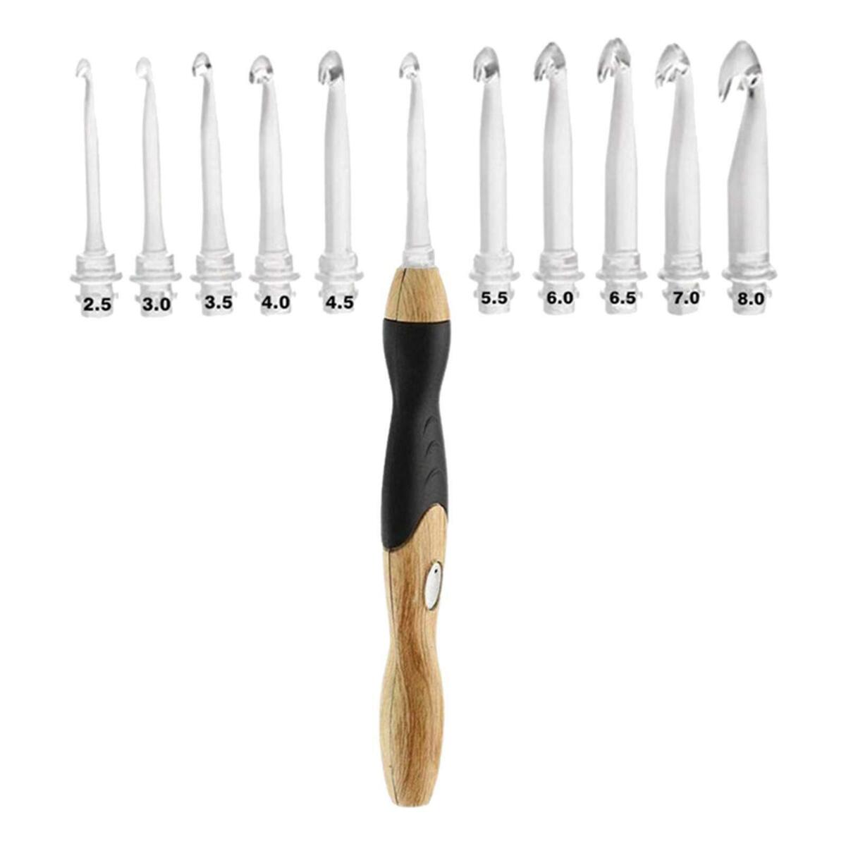 11 in 1 Lighted Crochet Hooks Set USB Charging LED  Crochet Hooks