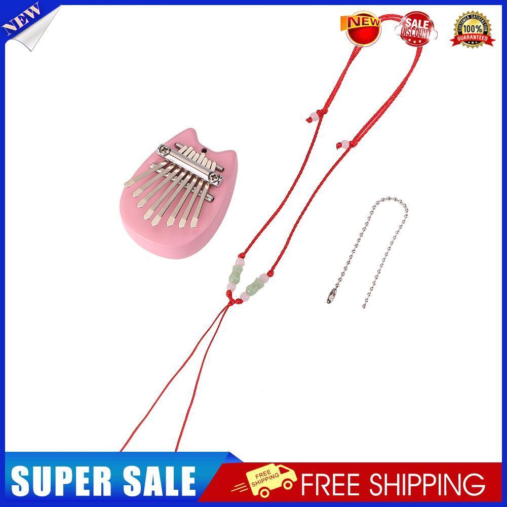 Mini Cat 8-Key Pine Plate Kalimba Finger Piano Musical Mbira Sanza Pink