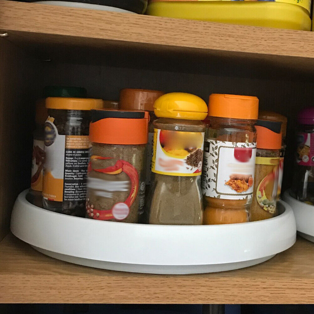 25.5cm Condiment Rotating Storage Tray Portable Spice Salt Sugar Can Shelf