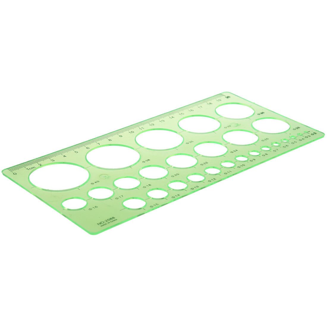 Green Plastic Students Rectangle Shape Drawing Circle Template Ruler SH