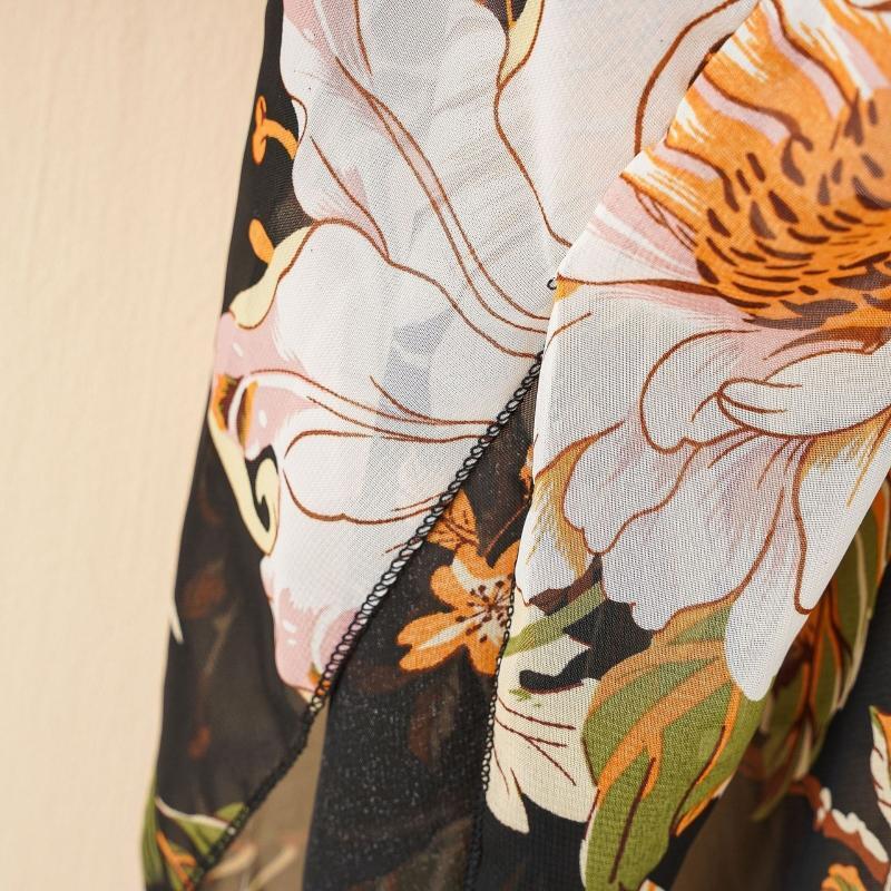 Women Boho Floral Print Kimono Cardigan Open Front Split Tassel Bikini Cover Up