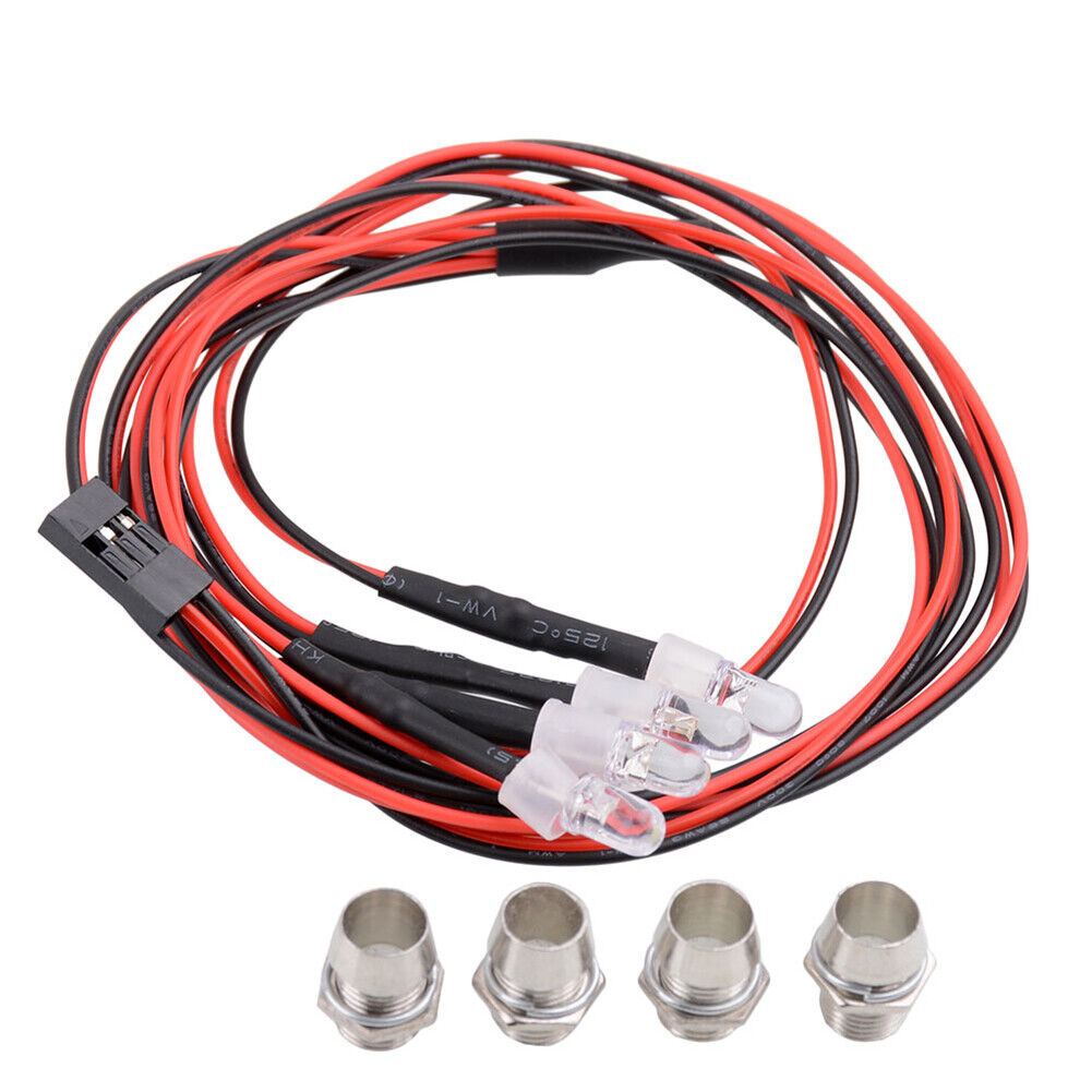 4pcs 70cm 5mm 4 LED Lights Kits for 1/12 1/18 1/10 1/8 Axial Scx10 RC Cars