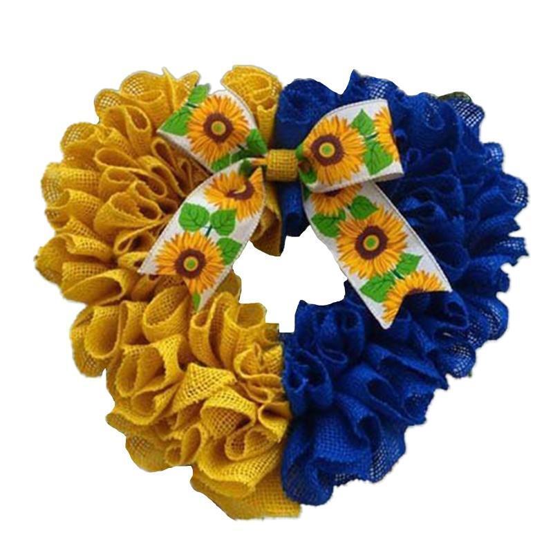 Ukrainian Peach Heart Wreath Sunflower Bowknot Garland Pendant Ornament