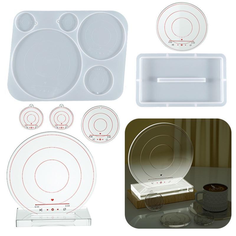 Round Song Music Player Silicone Molds for DIY Table Decor CD Disc Coaster Molds