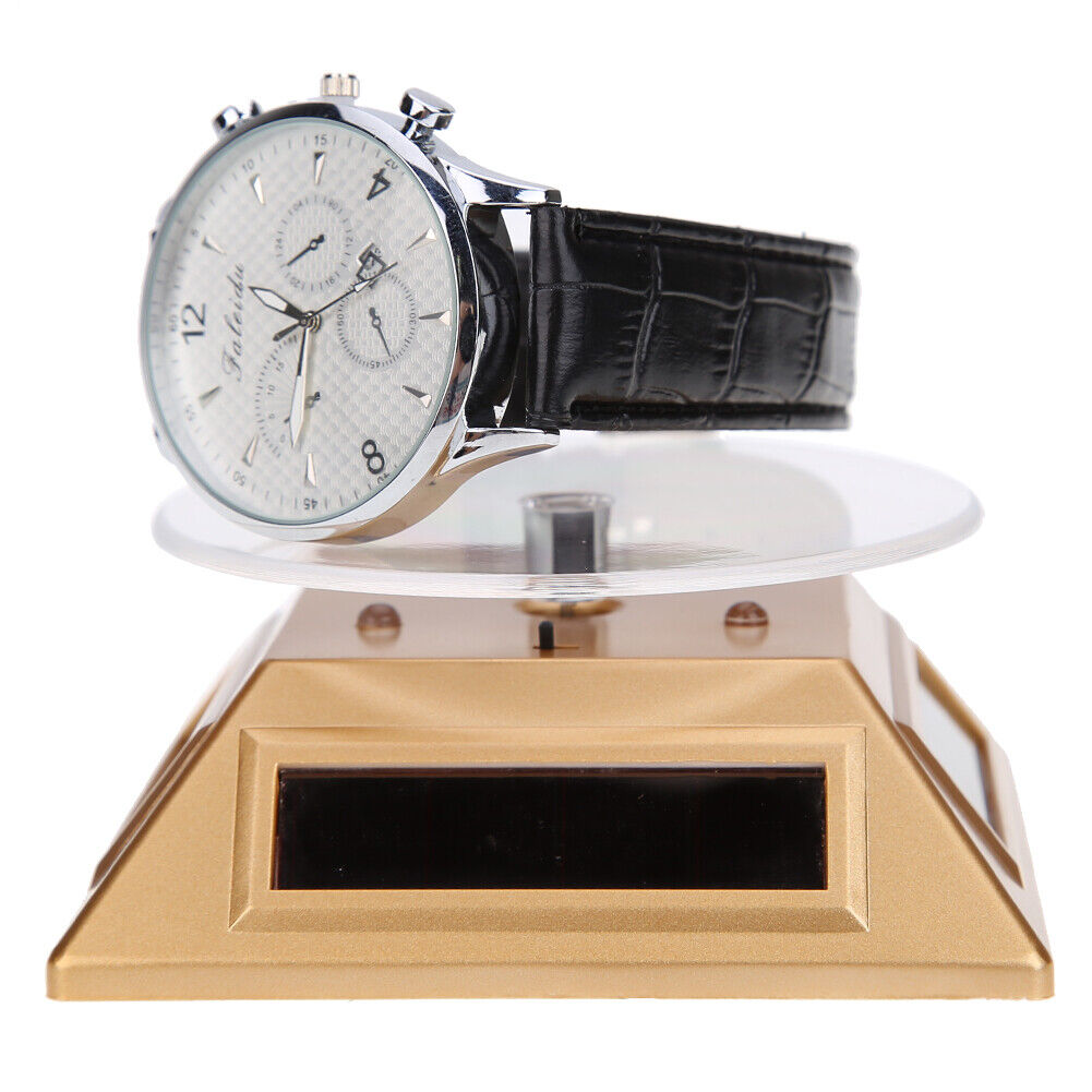 Solar Showcase 360 Turntable Rotating Jewelry Watch Ring Display Stand 037B