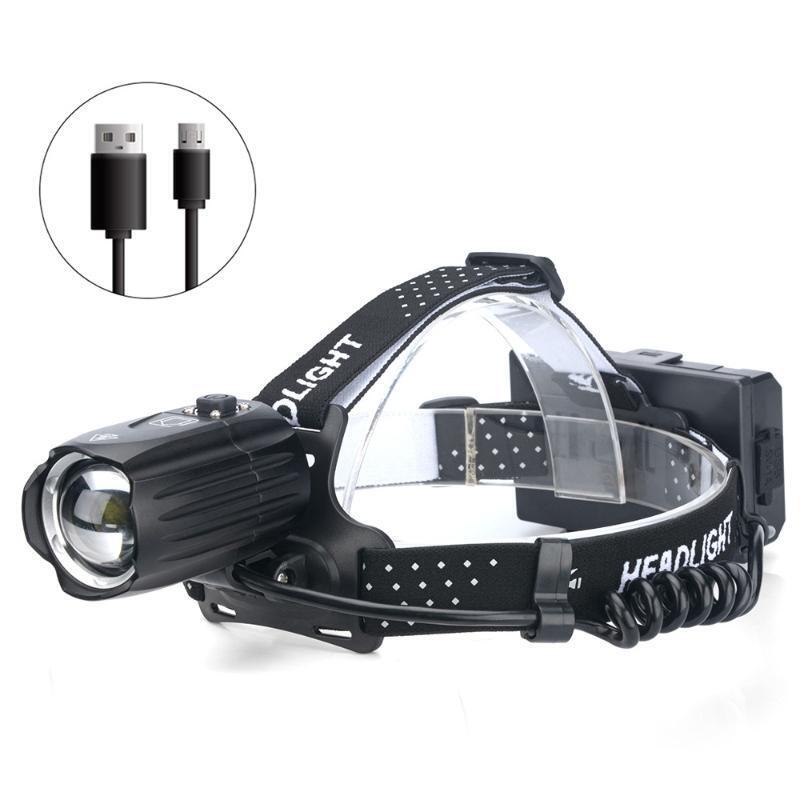LED USB Rechargeable Headlamp Outdoor Head Lamp Flashlight Zoomable Warn Light