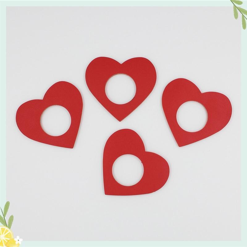 6pc PU Leather Heart Napkin Rings Valentine's Day Napkin Ring Holder for Wedding