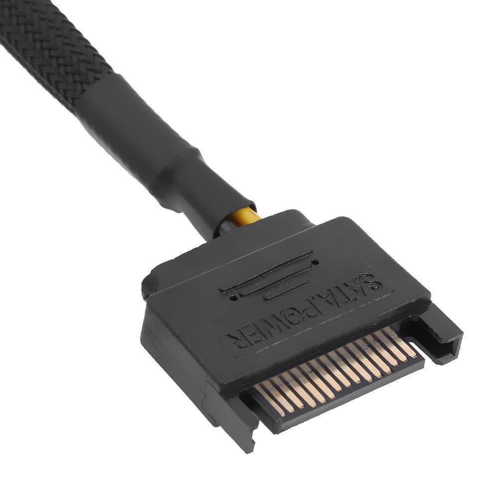 Sleeved SATA 15Pin to 2 Way 3Pin 4Pin Fan Power Adapter Extension Cable