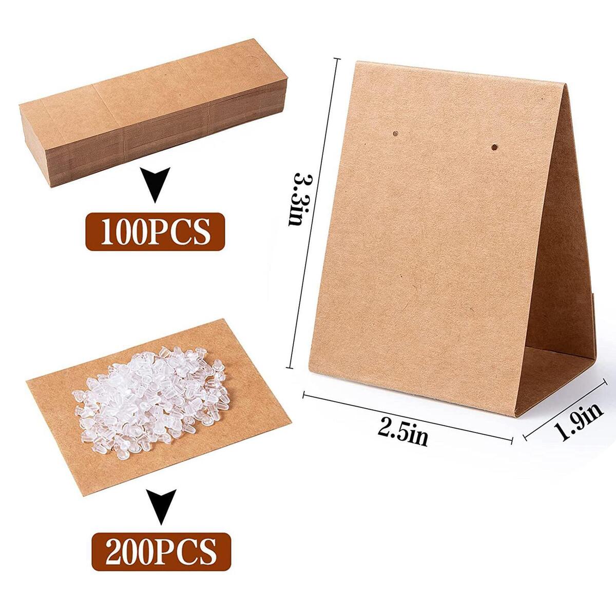 100 Pieces Kraft Paper Earrings Necklace Display Cards Tags for Ear Studs