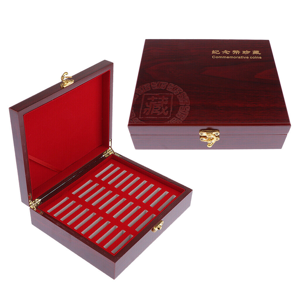 2Pcs Wooden  Box Holder Display Case for 46mm /Medals 30  Storage