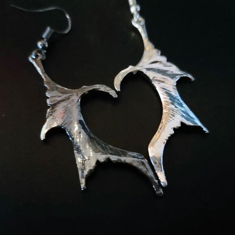 Matching Love Heart Earrings Dragon Wing Earrings Cool Gothic Earrings for Women