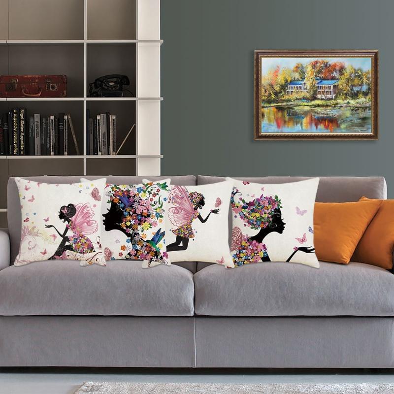 Set of 4 Spring Flower Decorative Throw Pillow Covers Cushion Cases 18 x 18 Inch