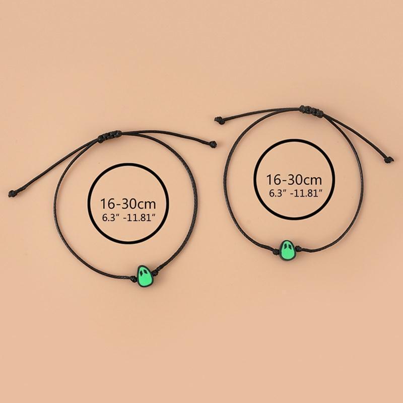 2Pcs Bff Matching Bracelet Relationship Bracelets with Green Alien Charm Pendant