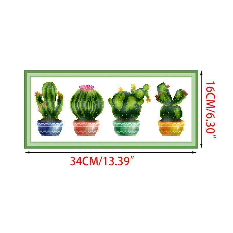 Cactus DIY Handmade Needlework Counted 14CT Printed Cross Stitch Embroidery Kit