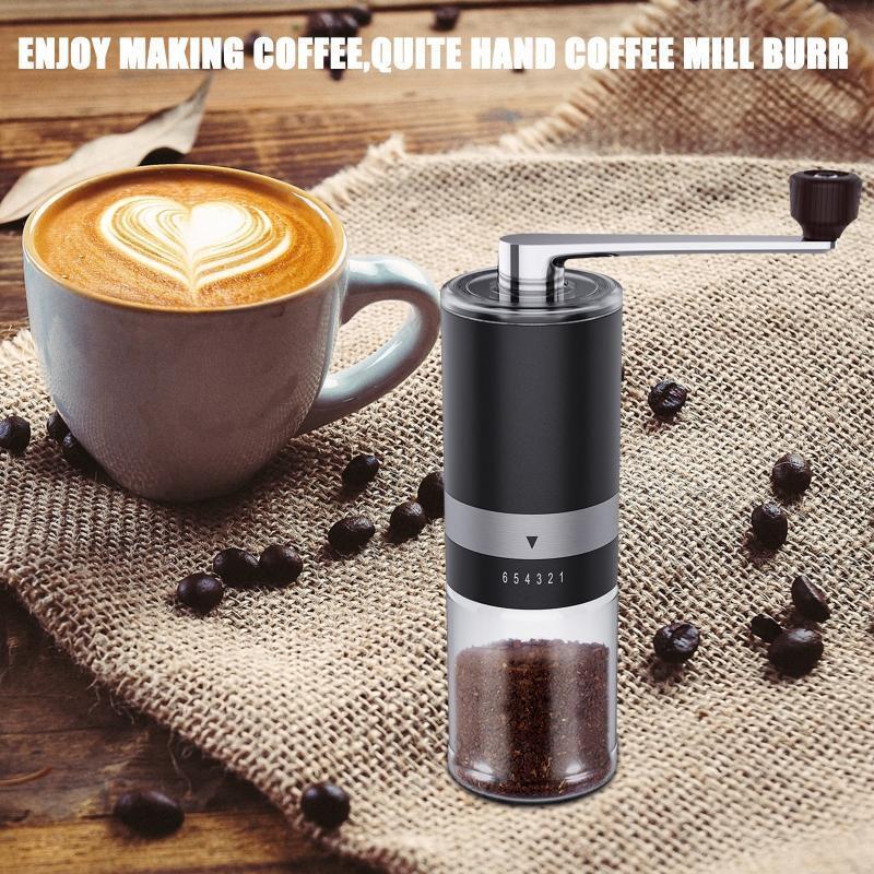 Portable Hand Coffee Bean Grinder with 6 Adjustable Settings for Office Home