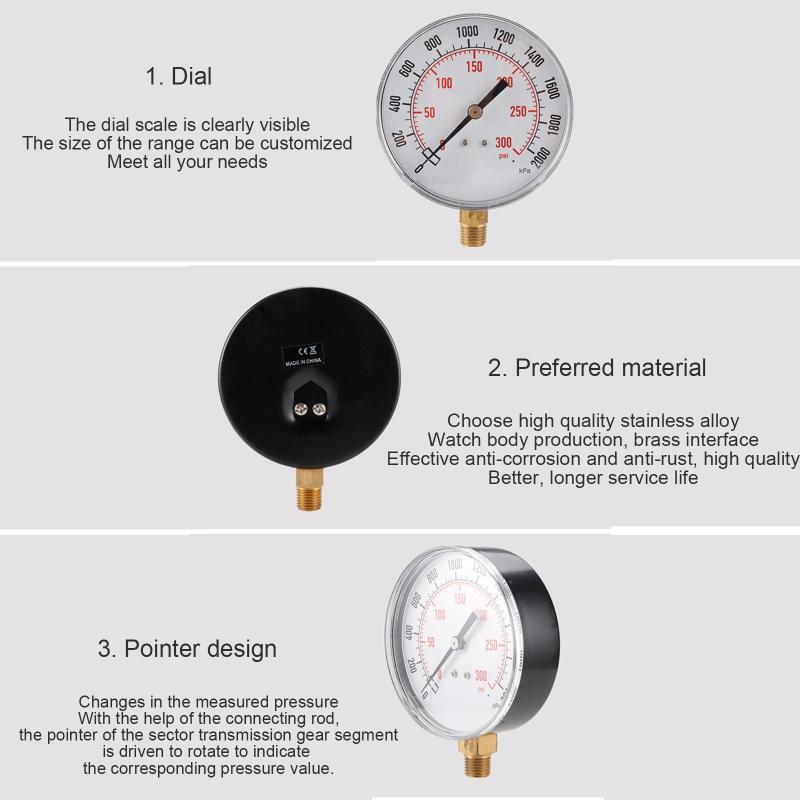 Digital Pressure Gauge 90mm/3.5in Diameter Stainless Steel Vaccum Pressure Gauge