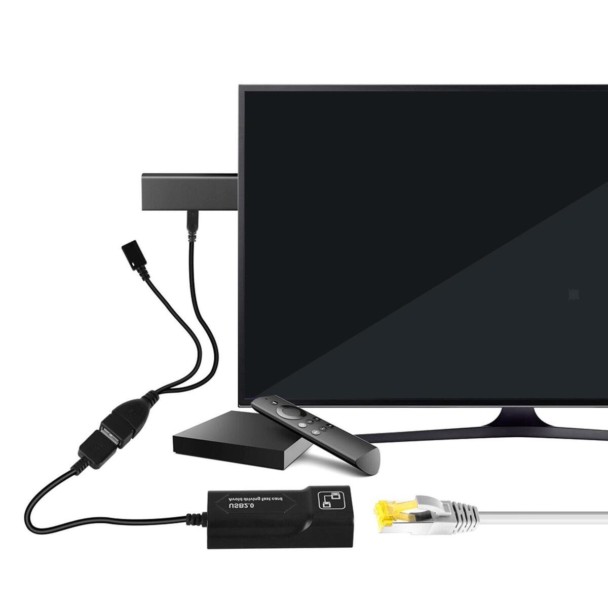 LAN Ethernet Adapter Micro USB OTG Cable 10/100Mbps On The Go for TV HDTV