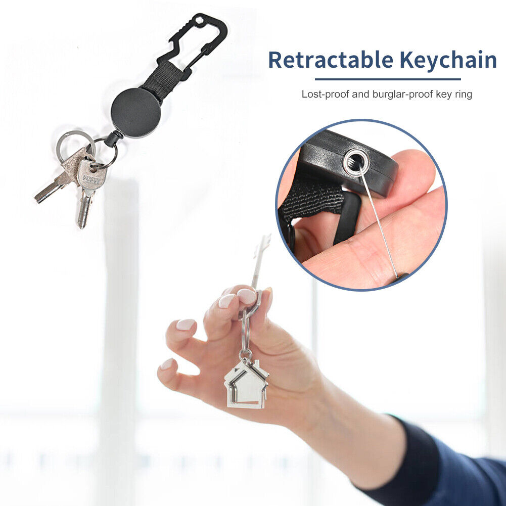 Retractable Elastic Wire Rope Outdoor Camping Burglar Anti-lost Keychain