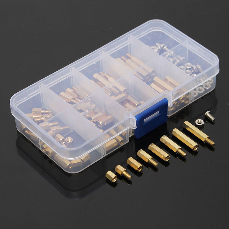 120Pcs M3 Male Female Hex Brass Spacer Standoffs PCB Board Screws Nut Assortment