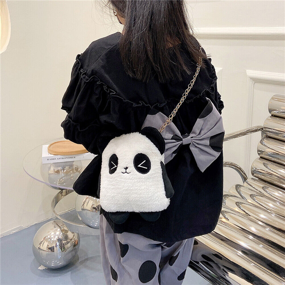 Cute Panda Crossbody Bag Kids Plush Chain Shoulder Bags Small Purse (A)