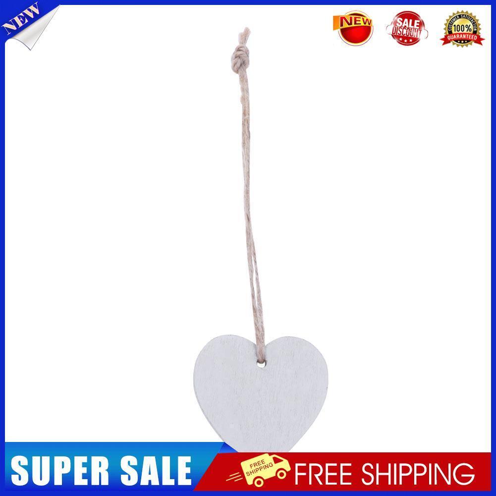 10pcs Mini Heart Wooden Pendants Ornaments Wood Craft Party Decor(White)