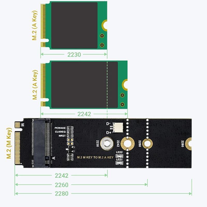 PCI-E PCI Express M Key to A Key Connector Supports 2230 2242 2260 2280 M.2 SSD