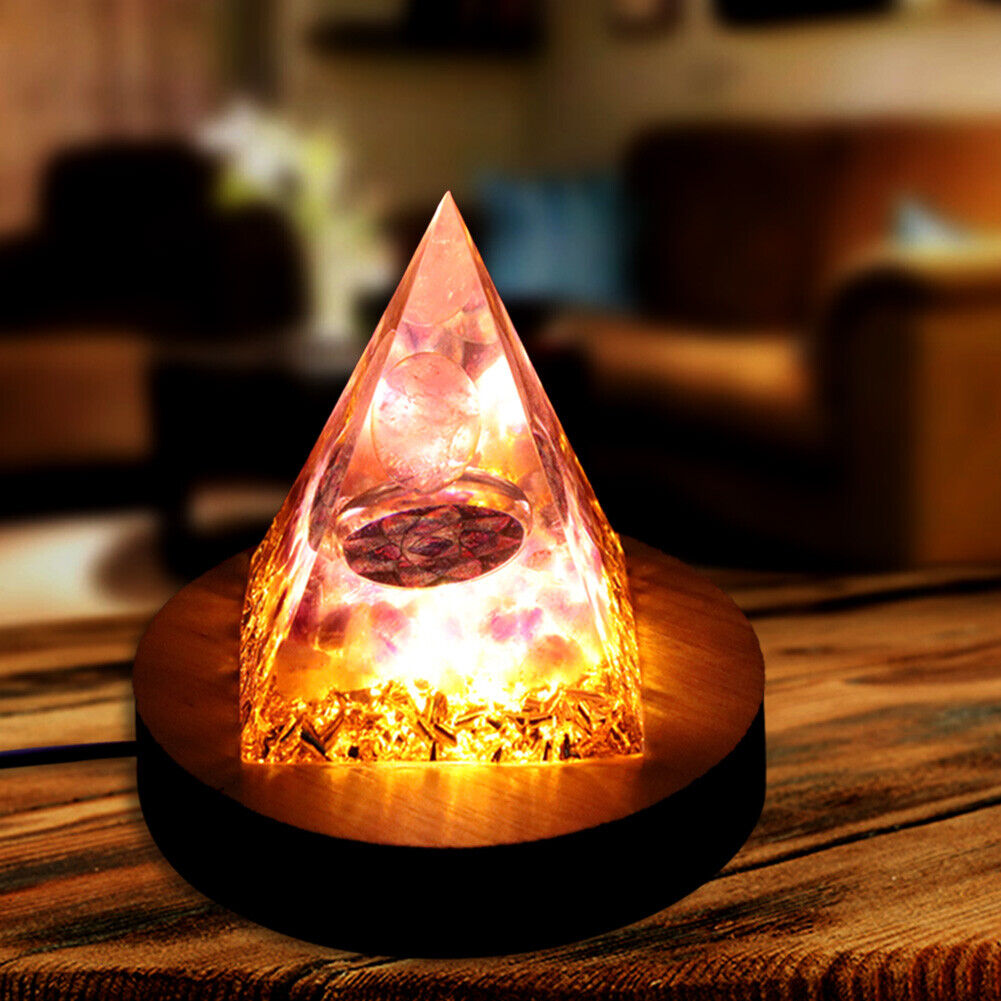 Round Wooden LED Lights Display Stand Holder Lamp Base Desktop Art Ornament