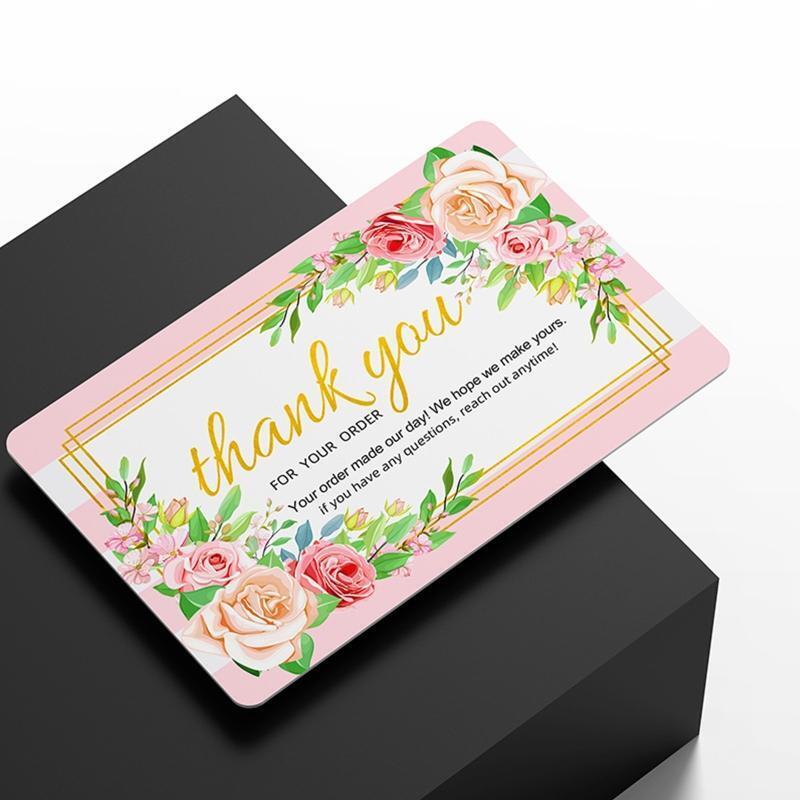 30pcs Rose Flower Thank You Cards Romantic Message Card Insert Card for Retail