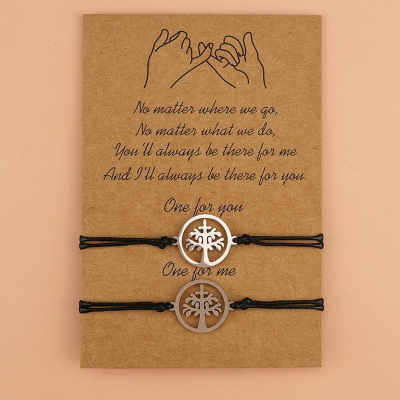 2pcs Tree of Life Bracelets Woven Card Bracelet Friendship Wish Card Wrist Band